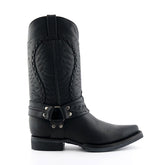 Grinders - Galveston Black Leather Cowboy / Western  Style Boots